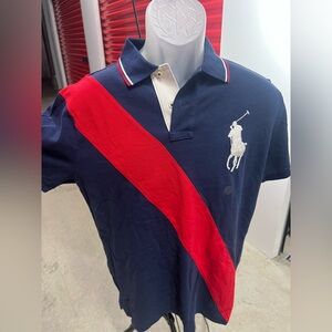 Ralph Lauren custom slim fit  Navy and Red Polo Shirt